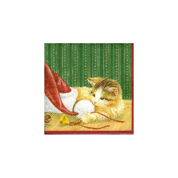 Jule-lunchserviet. mus og nissehue (grøn) Servietter - shop-weidinger (CatShop)