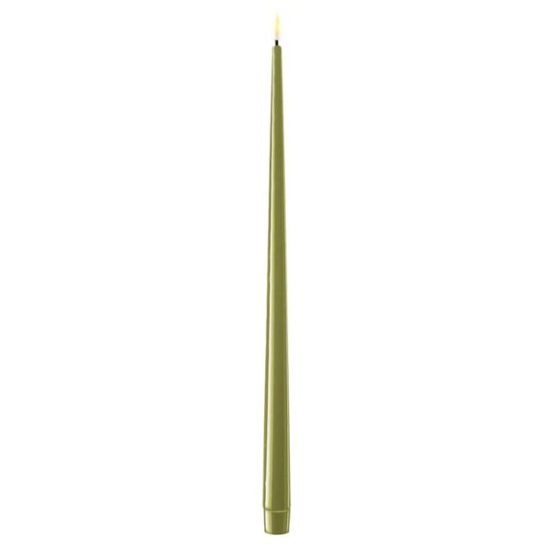DELUXE LED Oliven Grn Kertelys m/Lak 38 cm (2 stk)
